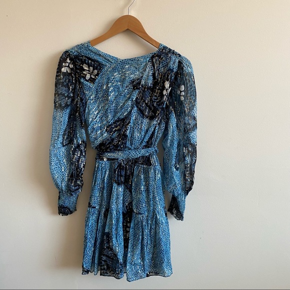 Ulla Johnson || Noemi Shibori Silk Mini Dress Blue 2 - Picture 4 of 7